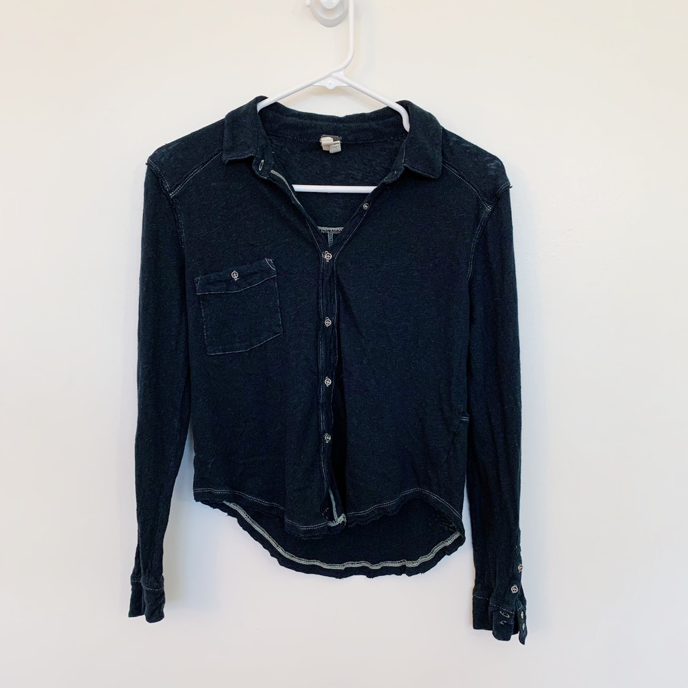 We The Free Contrast Stitch Button Down Shirt